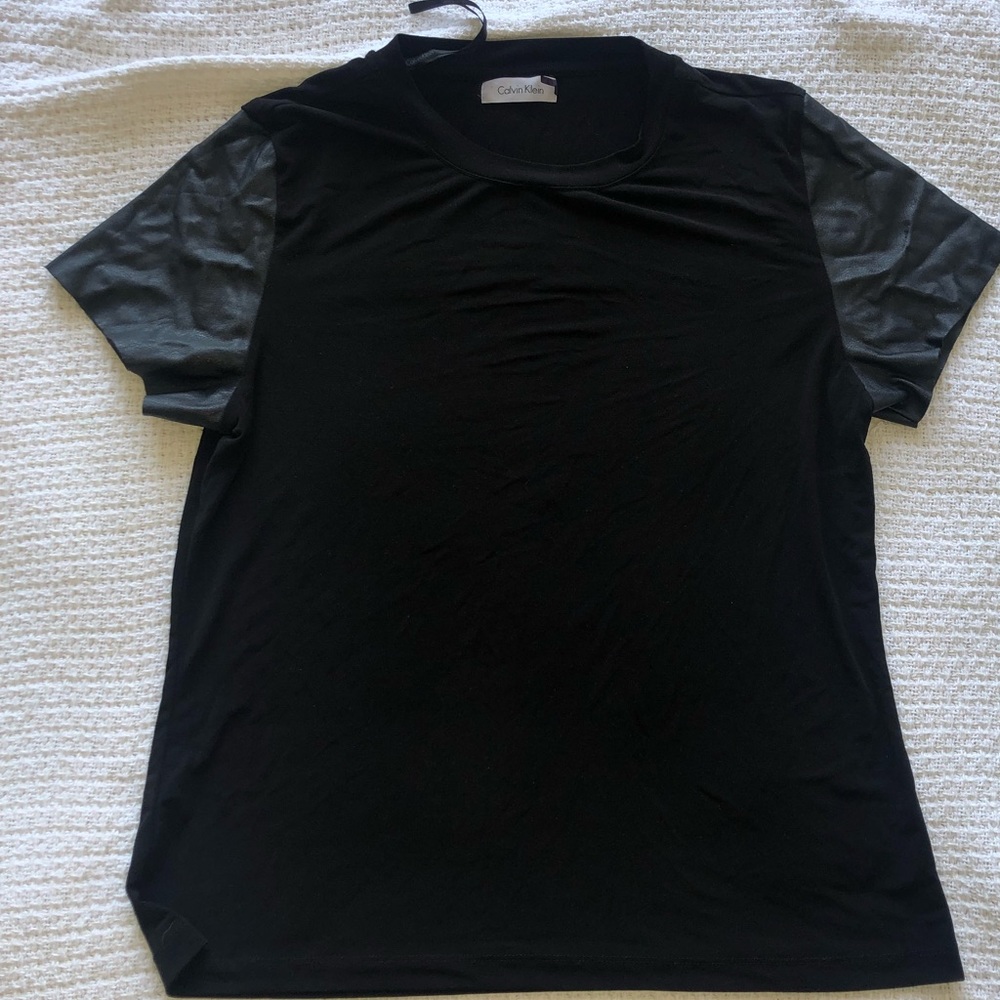 Calvin Klein leather sleeves shirt.